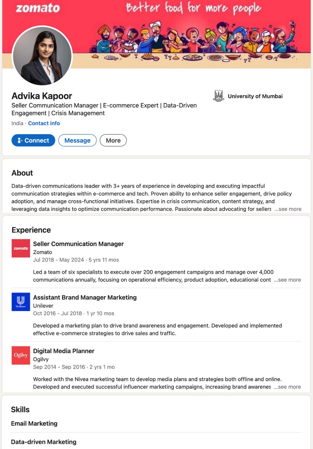 Linkedin profile