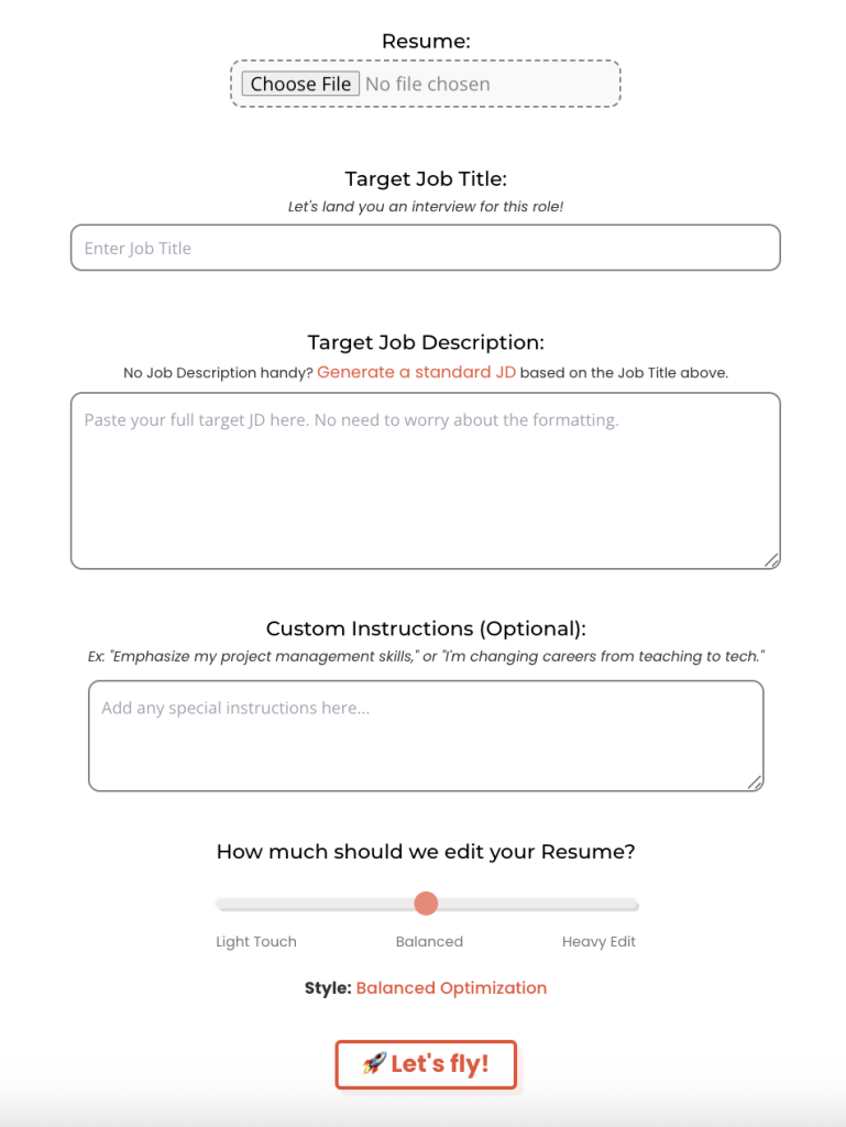 Resume Captain Input Form